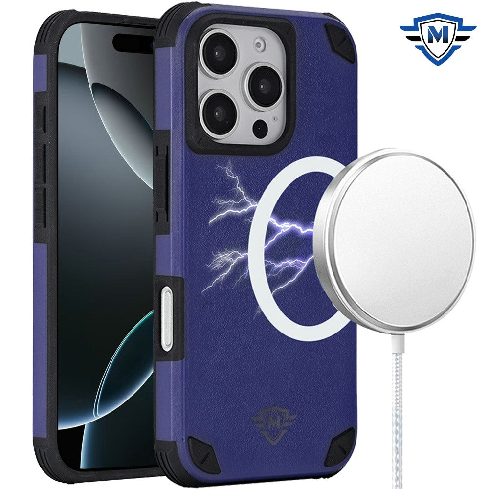 For iPhone 16 Pro 6.3in Case Heavy-Duty Shockproof Magnet Circle +Tempered Glass