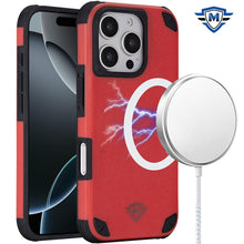 For iPhone 16 Pro 6.3in Case Heavy-Duty Shockproof Magnet Circle +Tempered Glass