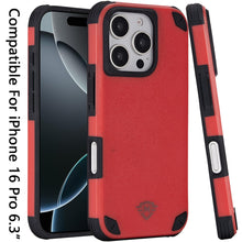 For iPhone 16 Pro 6.3in Case Heavy-Duty Shockproof Magnet Circle +Tempered Glass