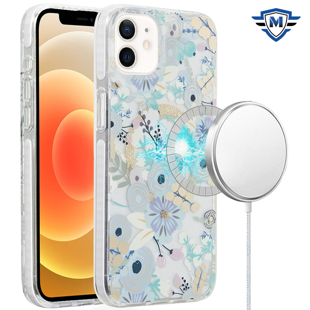 For iPhone 12/12 Pro Case Premium IMD Design w/ Magnetic Circle + Tempered Glass