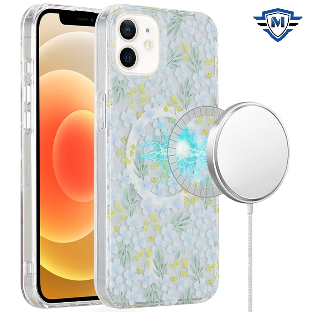 For iPhone 12/12 Pro Case Premium IMD Design w/ Magnetic Circle + Tempered Glass