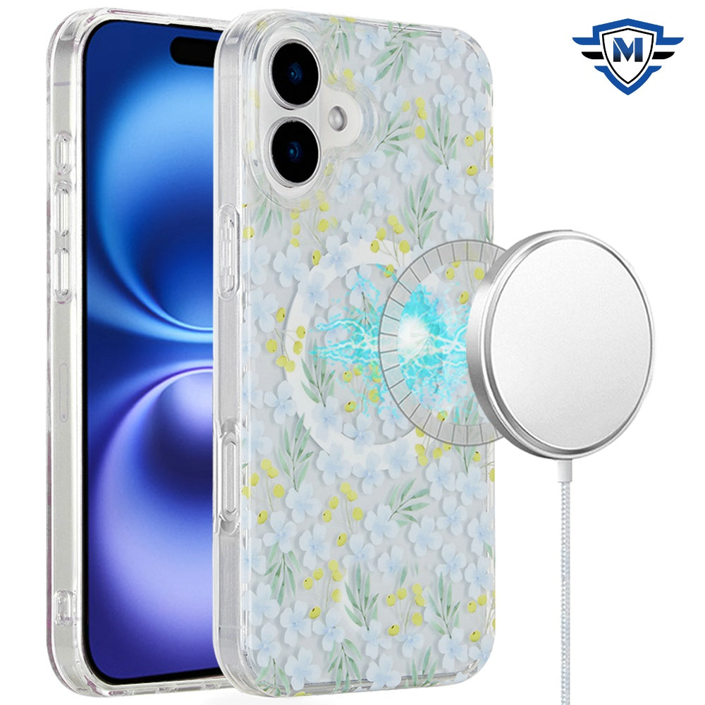 For iPhone 16 6.1inch Case Premium IMD Design w/ Magnetic Circle +Tempered Glass