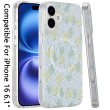 For iPhone 16 6.1inch Case Premium IMD Design w/ Magnetic Circle +Tempered Glass