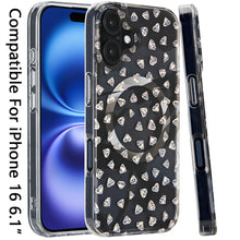 For iPhone 16 6.1inch Case Premium IMD Design w/ Magnetic Circle +Tempered Glass