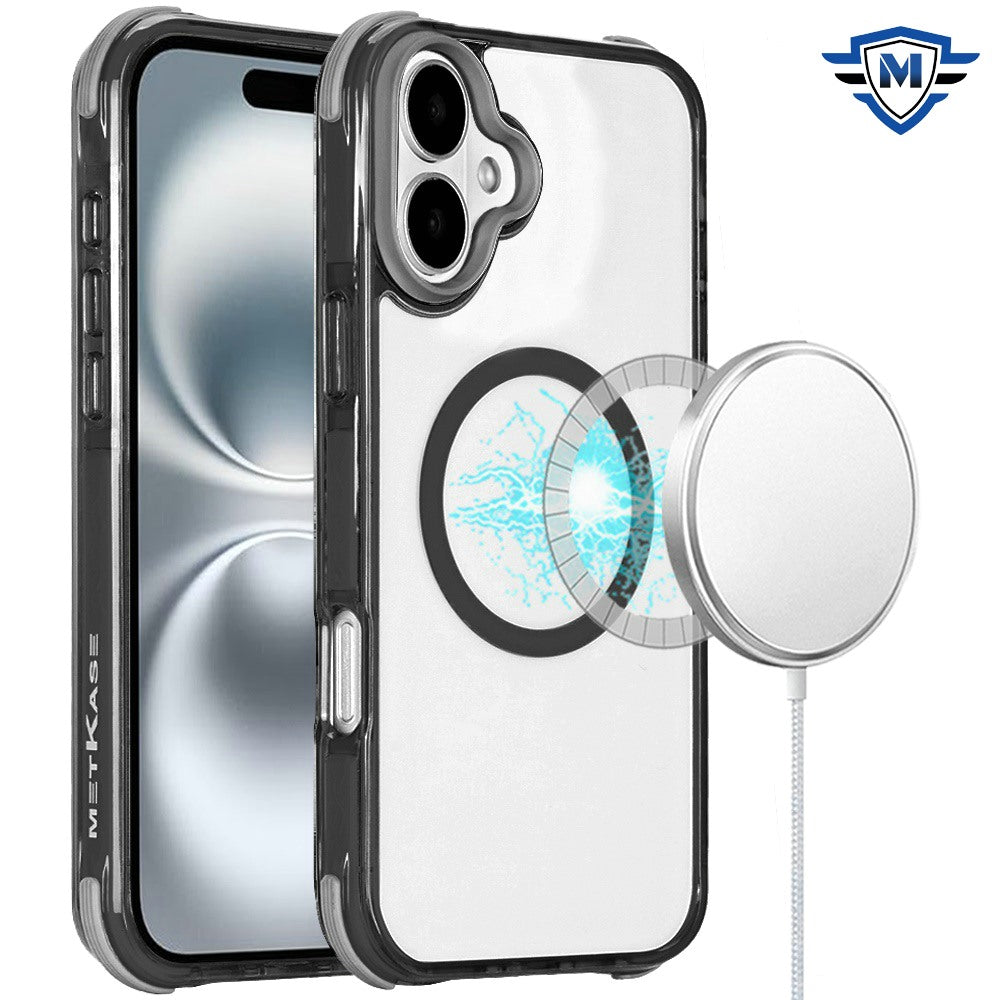For iPhone 16 6.1inch Case Shockproof Corners w/ Magnetic Circle +Tempered Glass