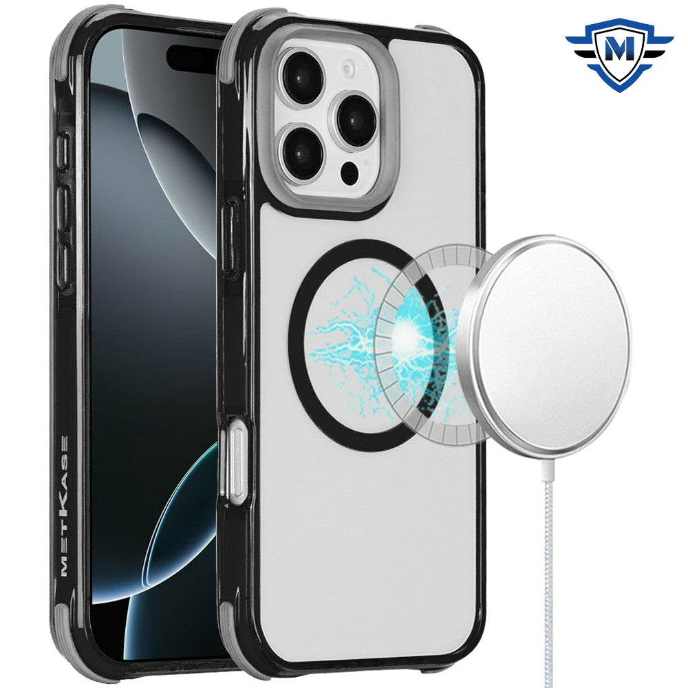 For iPhone 16 Pro 6.3in Case Shockproof Corners Magnetic Circle + Tempered Glass