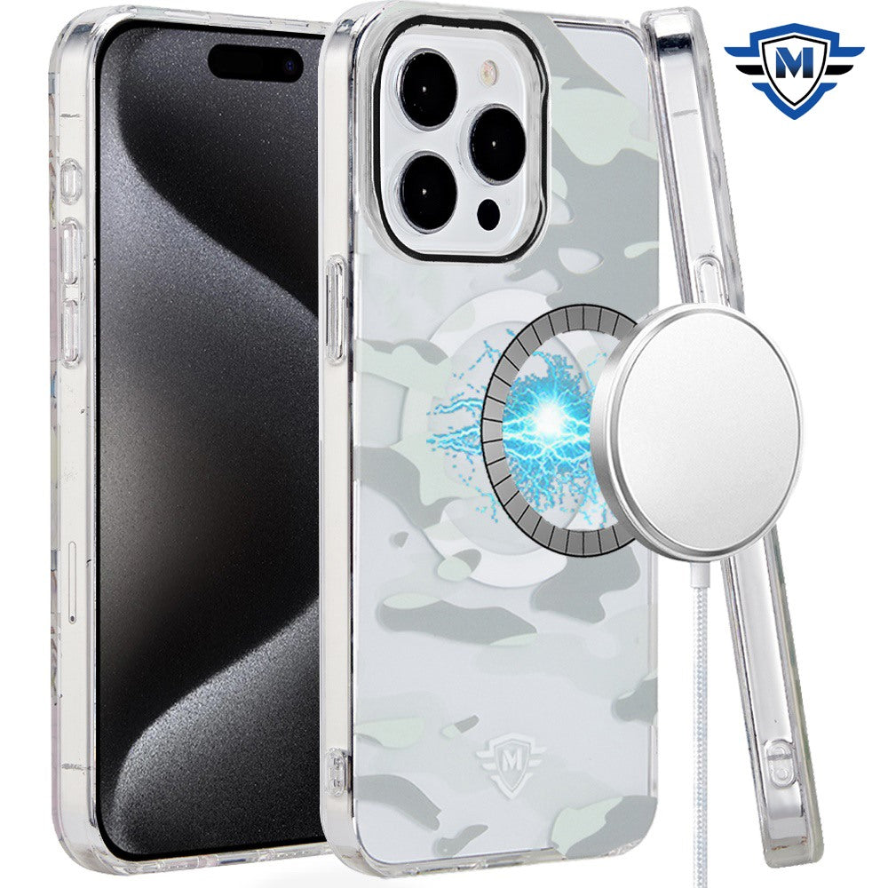 For iPhone 15 Pro Max Case Magnet Circle Premium Print Design + 2 Tempered Glass
