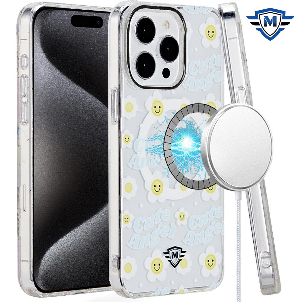 For iPhone 15 Pro Max Case Magnet Circle Premium Print Design + 2 Tempered Glass