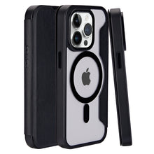 For iPhone 15 PRO Case Vegan Leather Magnetic Charging Flip + 2 Tempered Glass