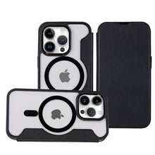 For iPhone 15 PRO Case Vegan Leather Magnetic Charging Flip + 2 Tempered Glass