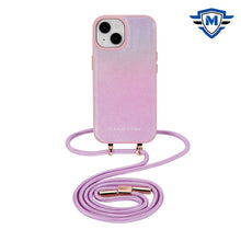 For iPhone 15 Case PU Leather Fashion Neck Lanyard Cover + 2 Tempered Glass