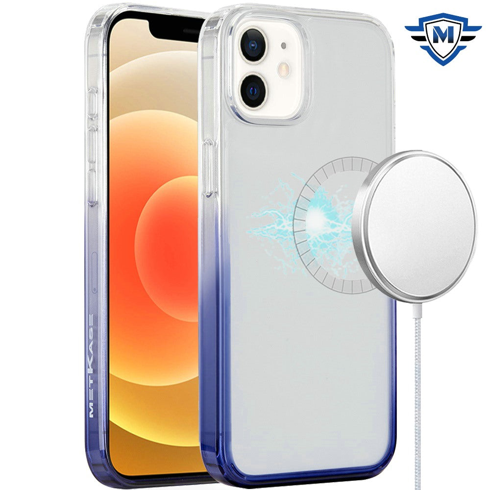 For iPhone 12/12 Pro Case Two Tone Gradient w/ Magnetic Circle + Tempered Glass