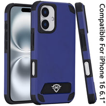 For iPhone 16 6.1inch Case Heavy-Duty Magnetic Circle Kickstand + Tempered Glass