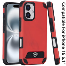 For iPhone 16 6.1inch Case Heavy-Duty Magnetic Circle Kickstand + Tempered Glass