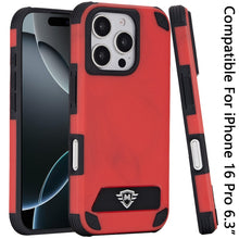 For iPhone 16 Pro 6.3in Case Heavy-Duty Magnet Circle Kickstand + Tempered Glass
