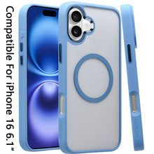 For iPhone 16 6.1inch Case Magnetic Circle Hybrid Colored Trim + Tempered Glass