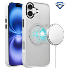 For iPhone 16 6.1inch Case Magnetic Circle Hybrid Colored Trim + Tempered Glass