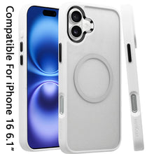For iPhone 16 6.1inch Case Magnetic Circle Hybrid Colored Trim + Tempered Glass