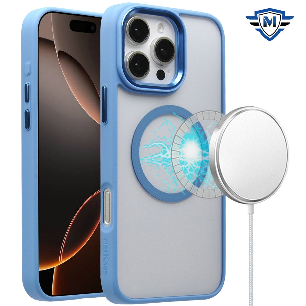 For iPhone 16 Pro 6.3in Case Magnetic Circle Hybrid Colored Trim +Tempered Glass
