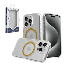 For iPhone 15 Pro Max Case Epoxy and Glitter Magnetic Circle + 2 Tempered Glass