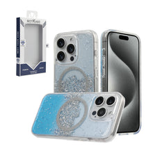 For iPhone 15 PRO Case Fused Glitter Flakes Magnetic Charging + 2 Tempered Glass