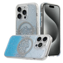 For iPhone 15 PRO Case Fused Glitter Flakes Magnetic Charging + 2 Tempered Glass