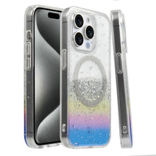 For iPhone 15 PRO Case Fused Glitter Flakes Magnetic Charging + 2 Tempered Glass