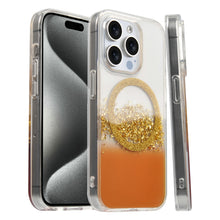 For iPhone 15 PLUS Case Fused Glitter Flakes Magnetic Charging +2 Tempered Glass