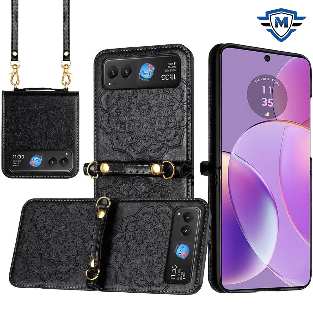 For Motorola Razr 2025/2024 Case Luxury Embossed Design Vegan Leather Cover