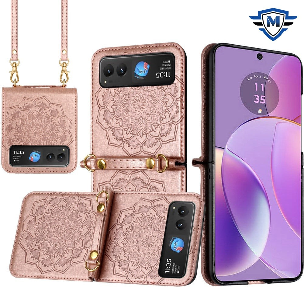 For Motorola Razr 2025/2024 Case Luxury Embossed Design Vegan Leather Cover