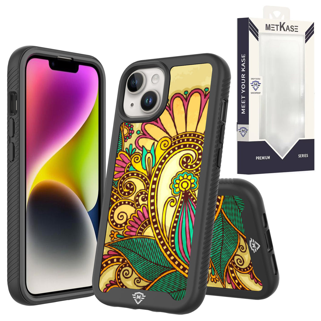 For iPhone 12/12 Pro Case No Fade Print Design Shockproof Cover + Tempered Glass