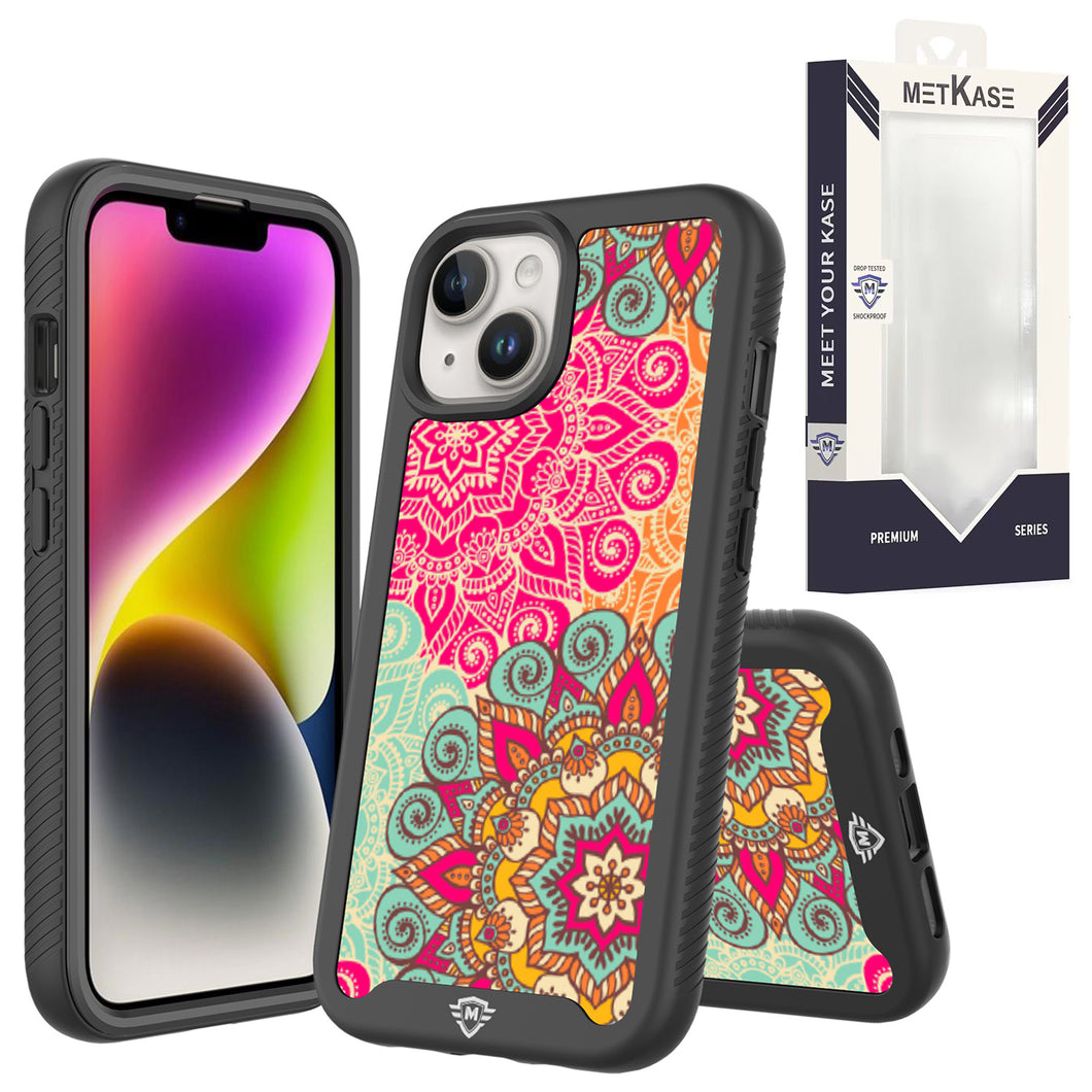 For iPhone 12/12 Pro Case No Fade Print Design Shockproof Cover + Tempered Glass