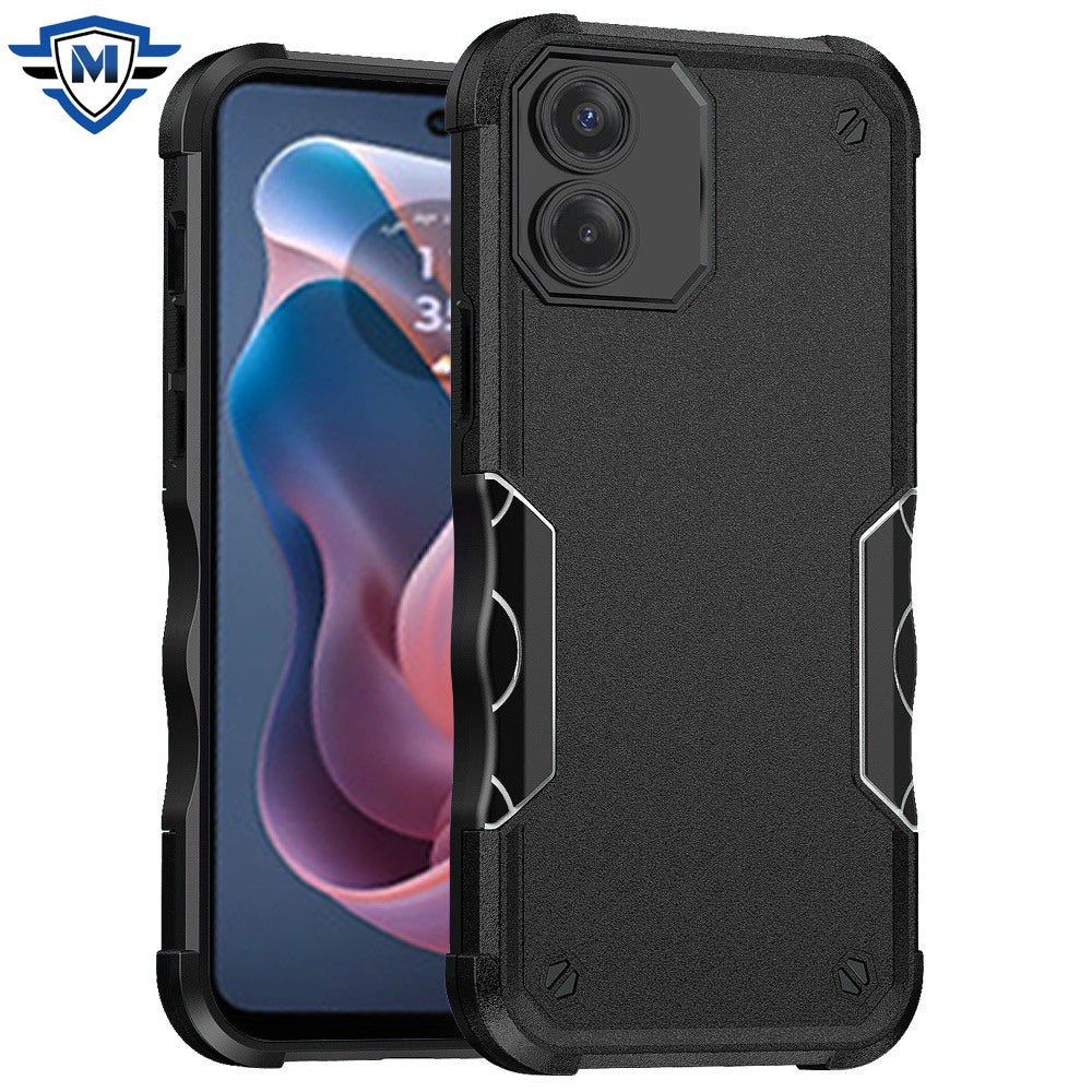 For Moto G Play 2024 Case Ergonomic Grip Rugged Phone Cover + Tempered Glass