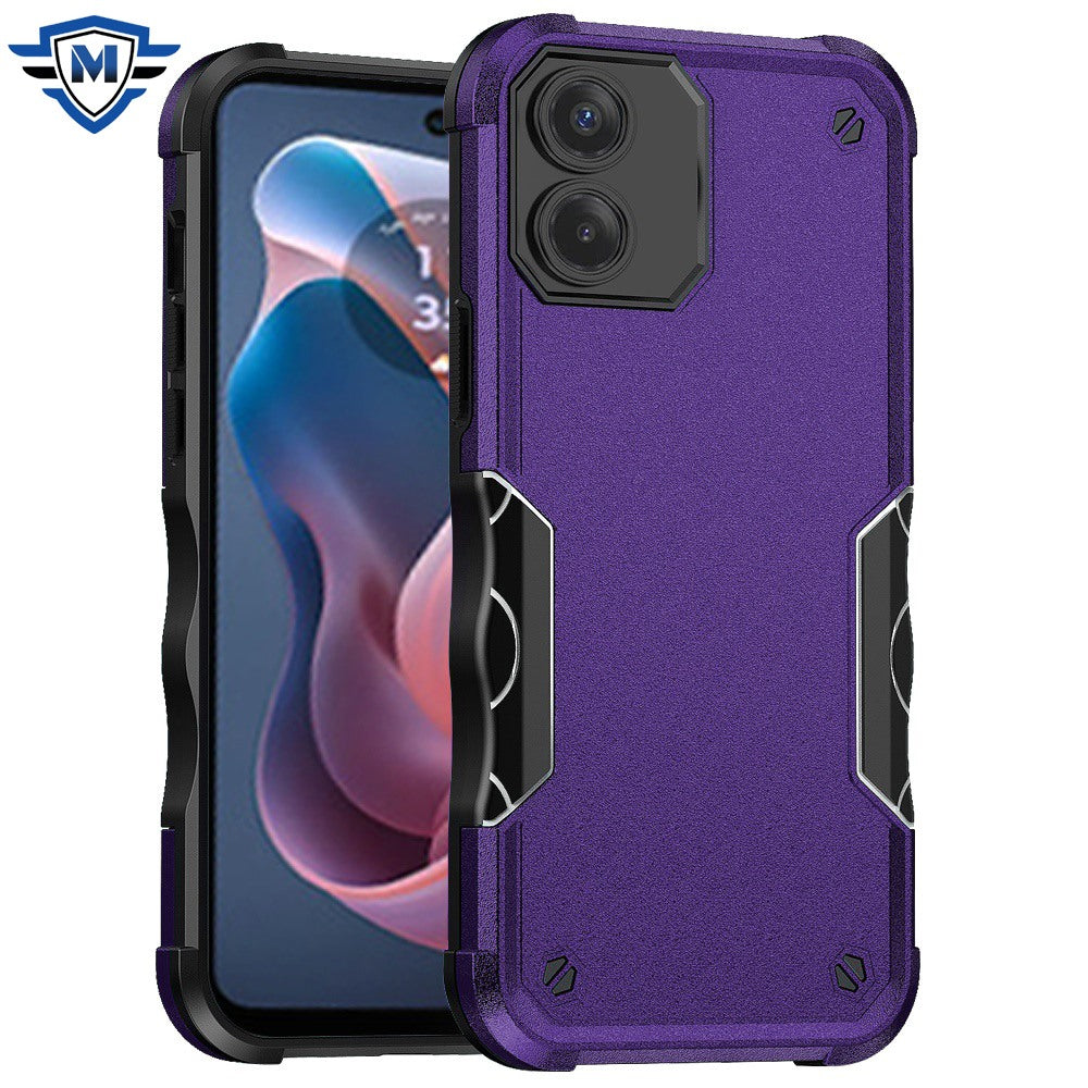 For Moto G Play 2024 Case Ergonomic Grip Rugged Phone Cover + Tempered Glass