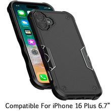 For iPhone 16 Plus 6.7in Case Ergonomic Grip Design Shockproof + Tempered Glass