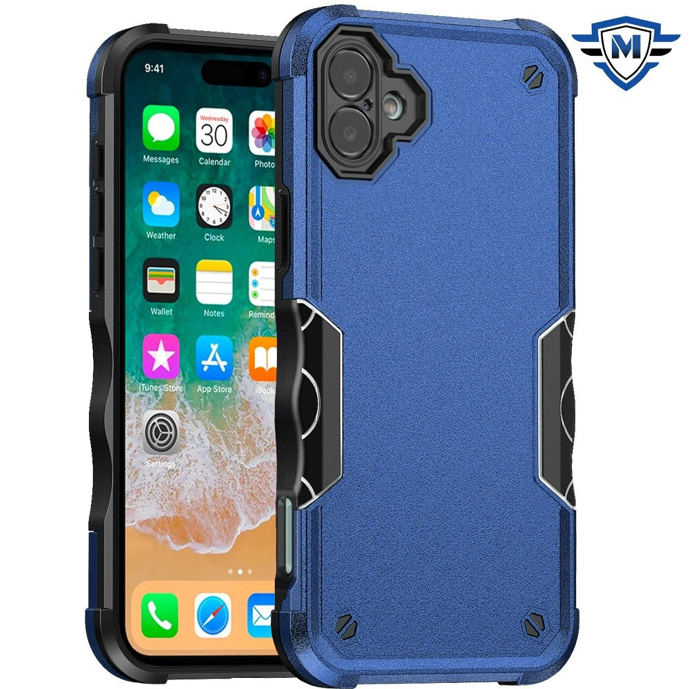 For iPhone 16 Plus 6.7in Case Ergonomic Grip Design Shockproof + Tempered Glass