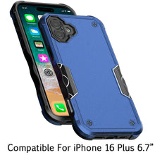 For iPhone 16 Plus 6.7in Case Ergonomic Grip Design Shockproof + Tempered Glass