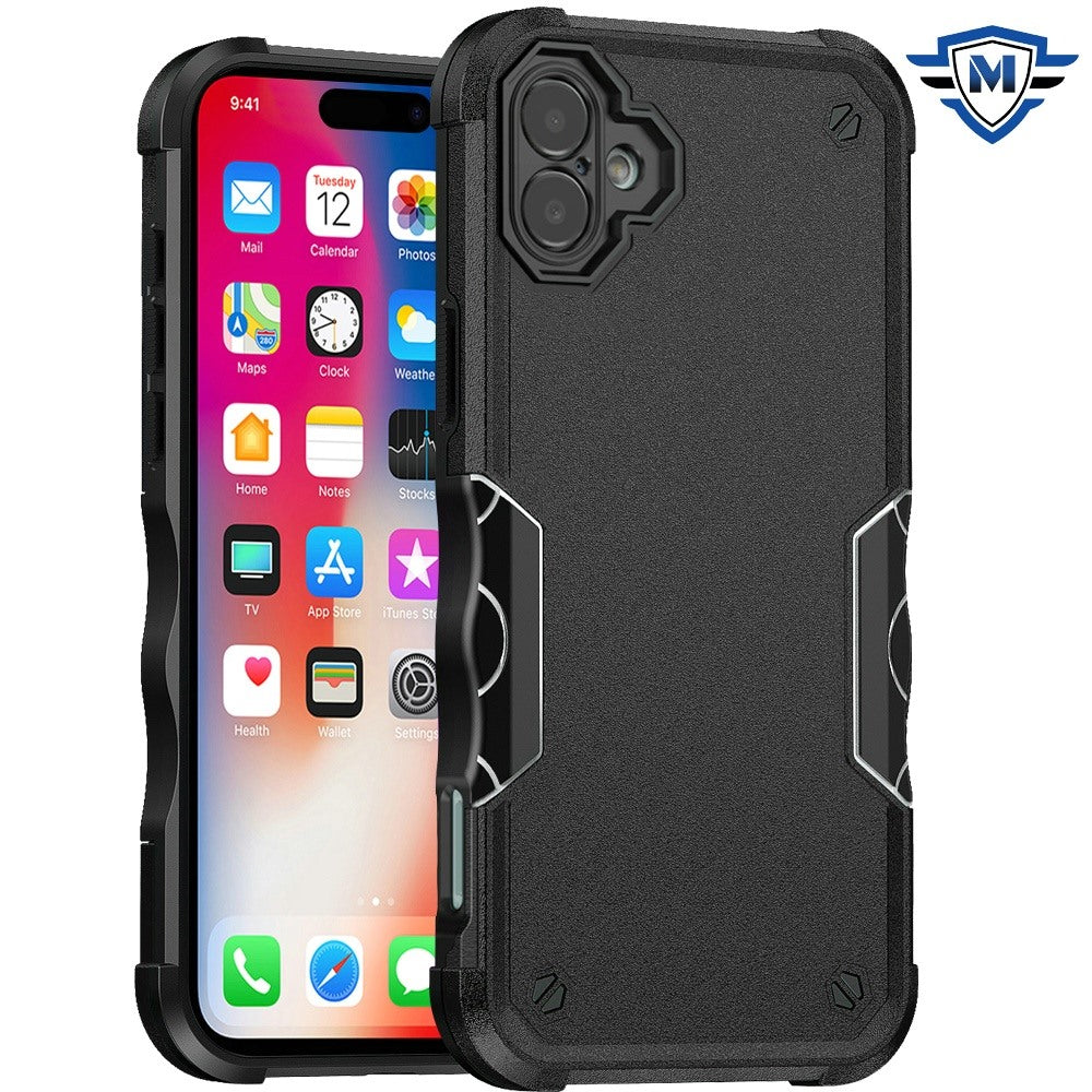 For iPhone 16 6.1inch Case Ergonomic Grip Design Shockproof + Tempered Glass