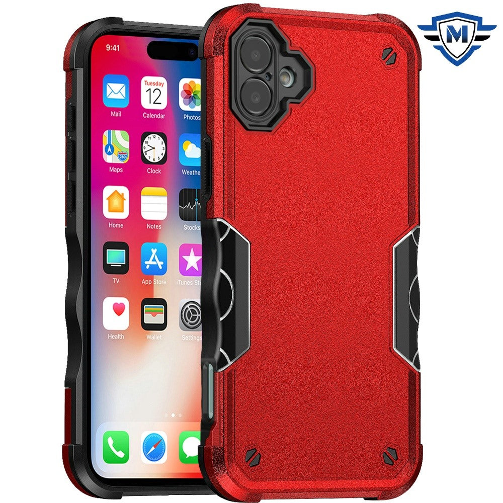 For iPhone 16 6.1inch Case Ergonomic Grip Design Shockproof + Tempered Glass