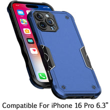 For iPhone 16 Pro 6.3in Case Ergonomic Grip Design Shockproof + Tempered Glass