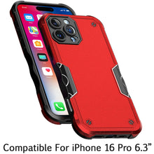 For iPhone 16 Pro 6.3in Case Ergonomic Grip Design Shockproof + Tempered Glass