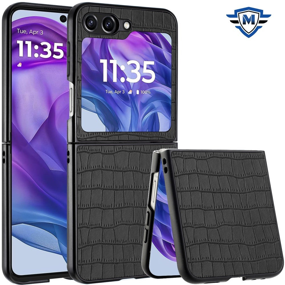 For Motorola Razr 2025/2024 Case Premium Vegan Leather Croc Design Cover