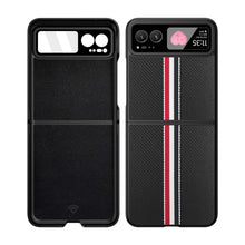 For Motorola Razr 2023(NonPlus) Case Fabric Flip Phone Premium PU Leather Cover