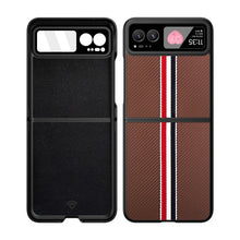 For Motorola Razr 2023(NonPlus) Case Fabric Flip Phone Premium PU Leather Cover