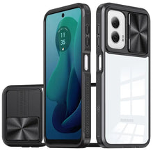 For Moto G 5G (2024) Case Rear Lens Sliding Cover Rugged Hybrid + Tempered Glass