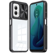 For Moto G 5G (2024) Case Rear Lens Sliding Cover Rugged Hybrid + Tempered Glass