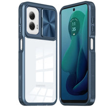 For Moto G 5G (2024) Case Rear Lens Sliding Cover Rugged Hybrid + Tempered Glass