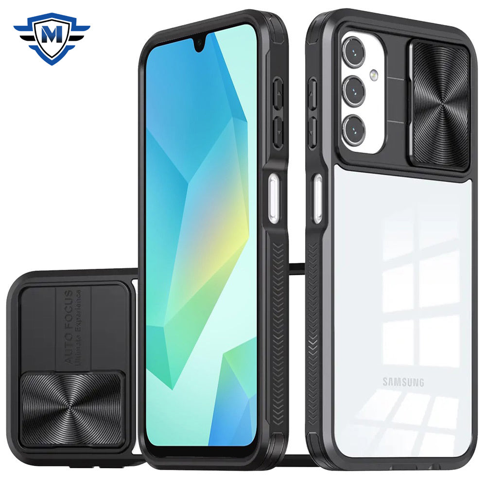 For Samsung A16 5G Case Rear Lens Sliding Cover Rugged Hybrid + Tempered Glass