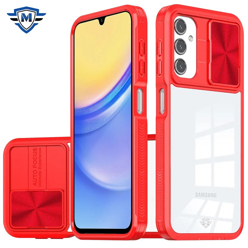 For Samsung A15 5G Case Rear Lens Sliding Cover Rugged Hybrid + Tempered Glass