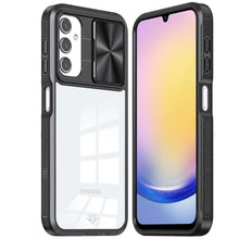 For Samsung A25 5G Case Rear Lens Sliding Cover Rugged Hybrid + Tempered Glass